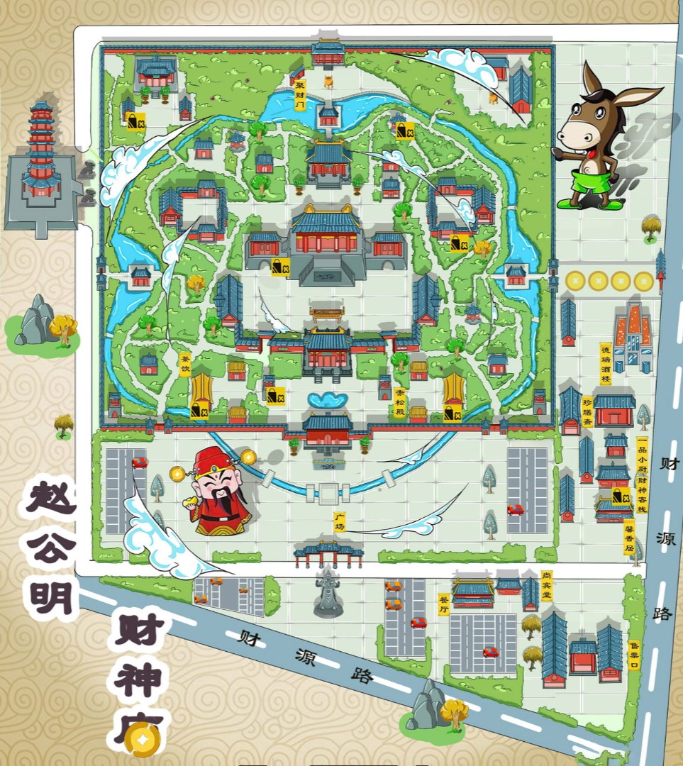 乌兰浩特寺庙类手绘地图